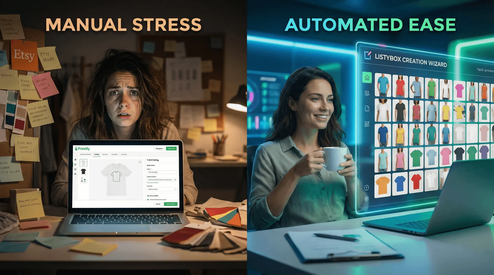 Cover for Printify T-Shirts: The Manual Trap vs. The Automated Growth Machine